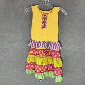 Mustard Pie Dress Girls 8 Lace Ruffle Sleeveless‎ Tiered Button Country Twirl